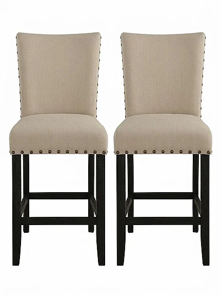 Acme Nolan Counter Height Chair (Set of 2) in White Linen/Weathered Black 72857