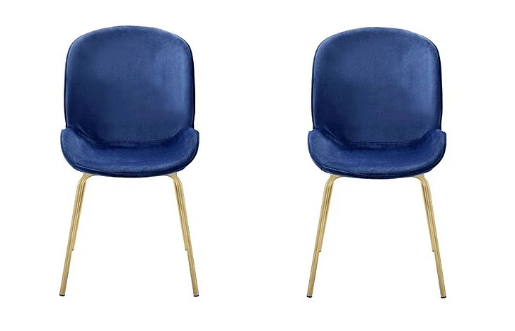 Acme Furniture Chuchip Side Chair (Set of 2) in Blue/Gold 72947