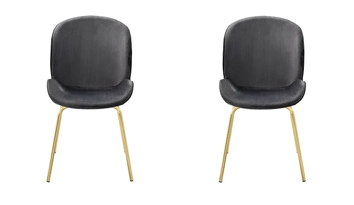 Acme Furniture Chuchip Side Chair (Set of 2) in Gray/Gold 72948