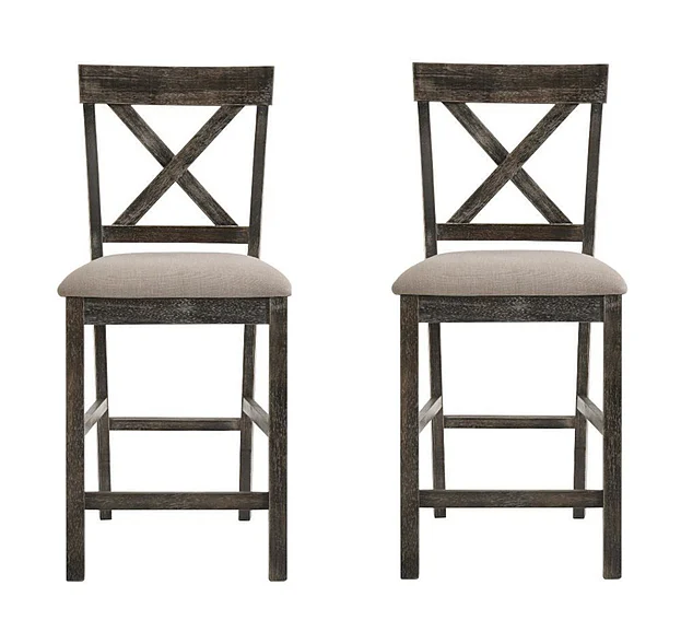 ACME Martha II Counter Height Chair (Set of 2) in Tan & Weathered Gray 73832