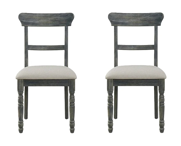 Acme Furniture Wallace Side Chair in Light Brown and Weathered Gray (Set of 2) 74642