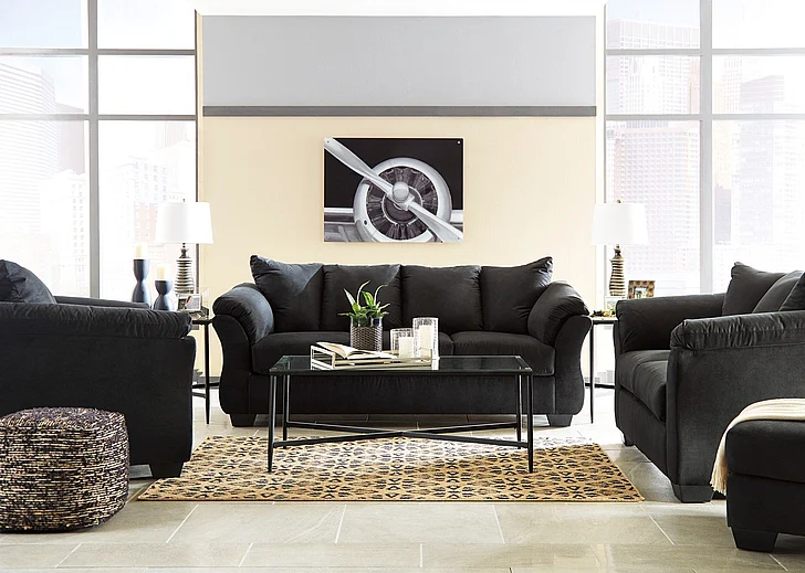Darcy 3-Piece Livingroom Set in Black
