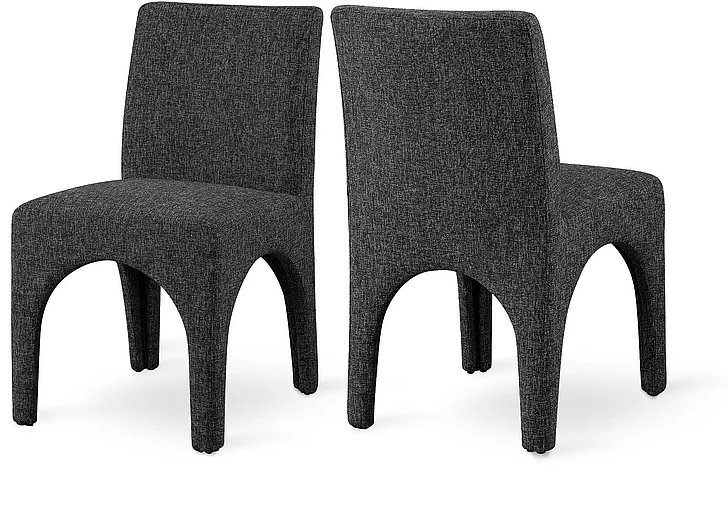Meridian Gramercy Linen Textured Fabric Dining Chair in Black Linen Textured Fabric 753Black-C