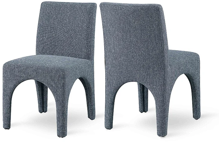 Meridian Gramercy Linen Textured Fabric Dining Chair in Blue Linen Textured Fabric 753Blue-C