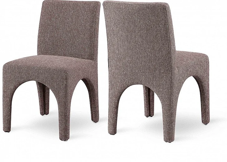 Meridian Gramercy Linen Textured Fabric Dining Chair in Brown Linen Textured Fabric 753Brown-C