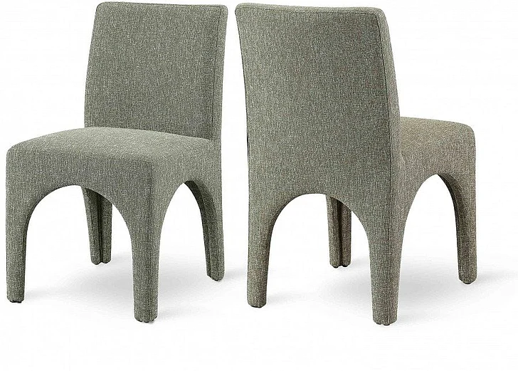 Meridian Gramercy Linen Textured Fabric Dining Chair in Green Linen Textured Fabric 753Green-C