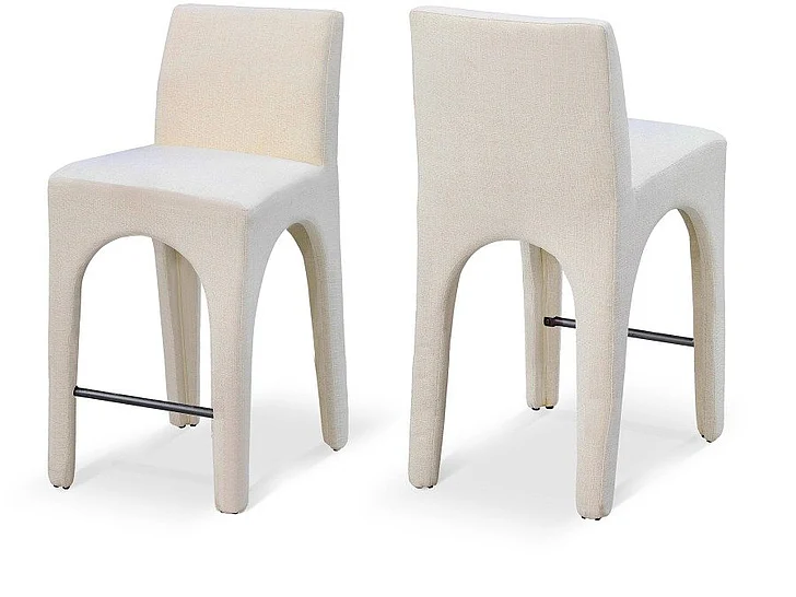 Meridian Gramercy Linen Textured Fabric Bar / Counter Stools in Beige Linen Textured Fabric 754Beige-C