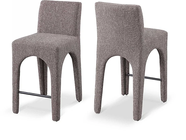 Meridian Gramercy Linen Textured Fabric Bar / Counter Stools in Brown Linen Textured Fabric 754Brown-C