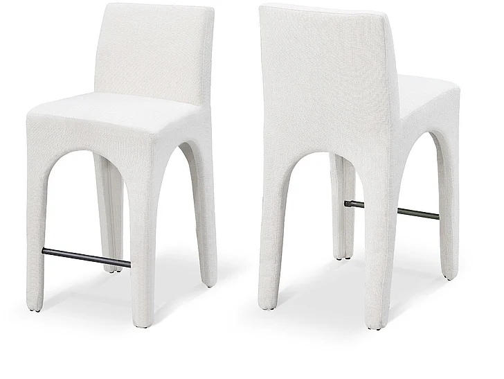 Meridian Gramercy Linen Textured Fabric Bar / Counter Stools in Cream Linen Textured Fabric 754Cream-C
