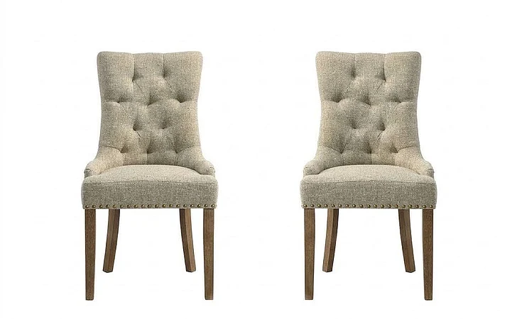 ACME Yotam Side Chair (Set of 2) in Beige Fabric & Salvaged Oak 77162