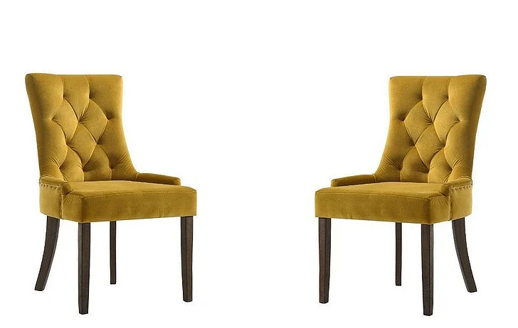ACME Farren Side Chair (Set of 2) in Yellow Velvet & Espresso 77163