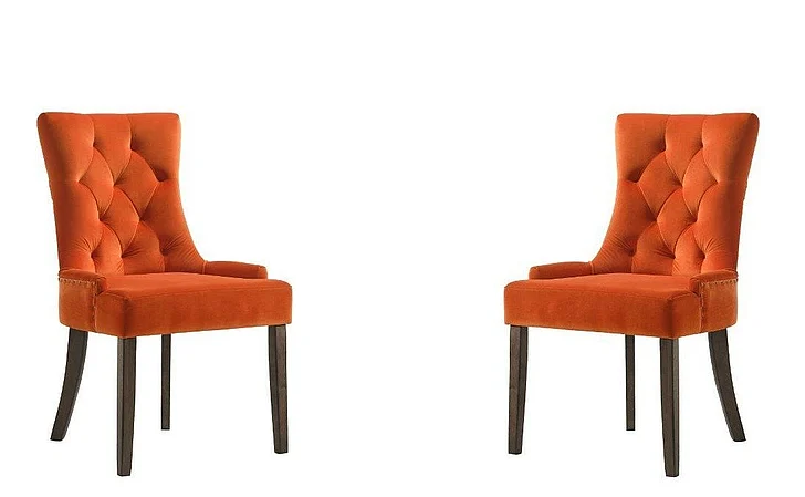 ACME Farren Side Chair (Set of 2) in Orange Velvet & Espresso 77164