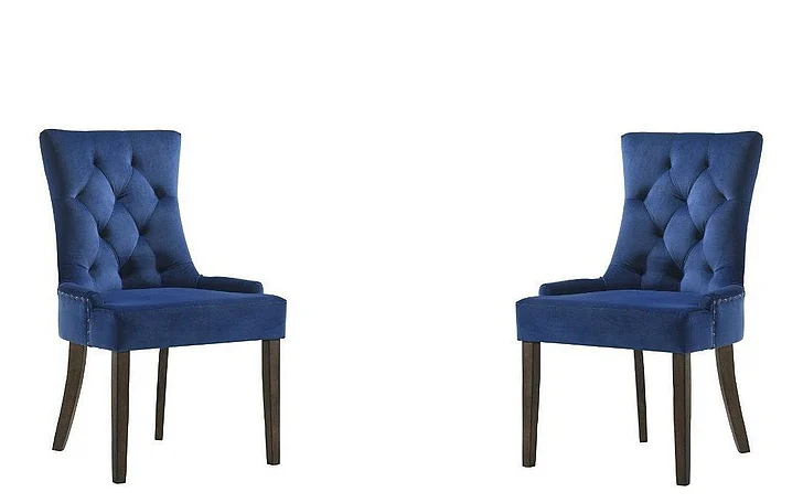 ACME Farren Side Chair (Set of 2) in Blue Velvet & Espresso 77165