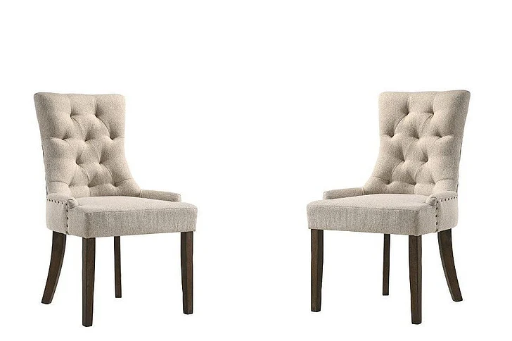 ACME Farren Side Chair (Set of 2) in Beige & Espresso 77172