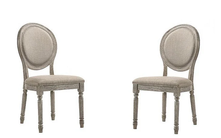 ACME Faustine Side Chair (Set of 2) in Tan & Salvaged Light Oak 77187