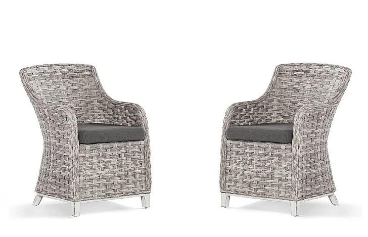 South Sea Outdoor Grand Isle Dining Arm Chair in Soft Granite 77421SGR (Set of 2)