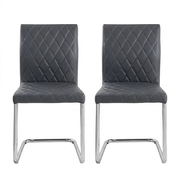 ACME Ansonia Side Chair (Set of 2) in Gray PU and Chrome 77832