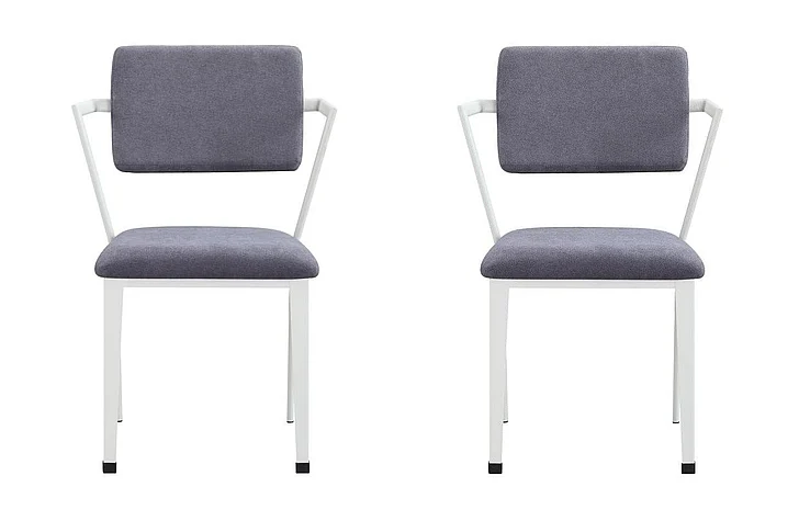 Acme Furniture Cargo Dining Chair (Set of 2) in Gray Fabric & White 77882