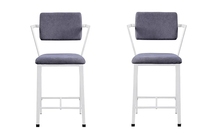 Acme Furniture Cargo Counter Height Chair (Set of 2) in Gray Fabric & White 77887