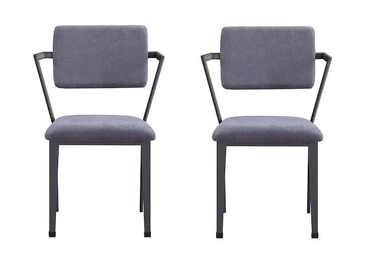 Acme Furniture Cargo Dining Chair (Set of 2) in Gray Fabric & Gunmetal 77902