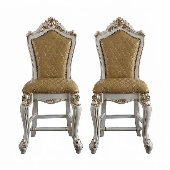 ACME Picardy Counter Height Chair (Set of 2) in Antique Pearl & Butterscotch 78212