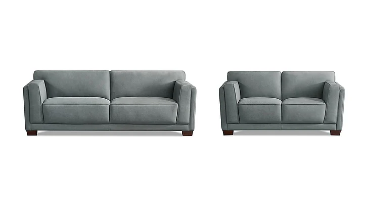 Hydeline Furniture Marshall Leather 2-Piece Living Room Set in Slate Gray