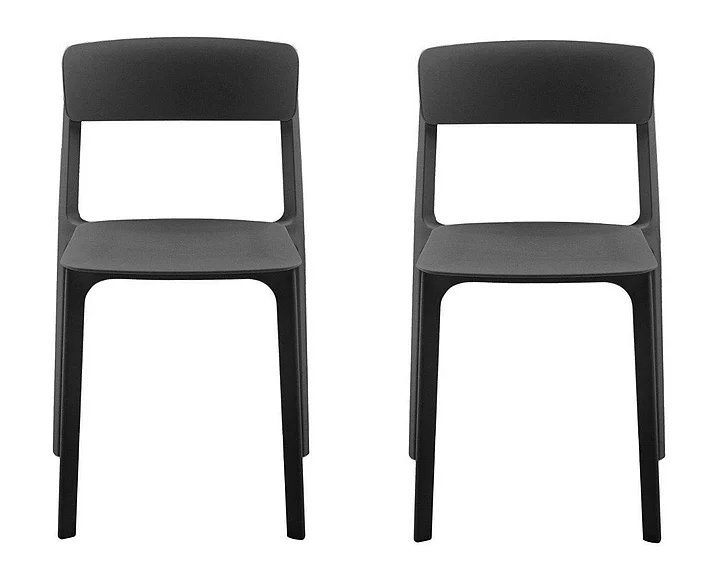 Euro Style Tibo Stackable Outdoor Side Chair in Black 80074-BLK (Set of 2)