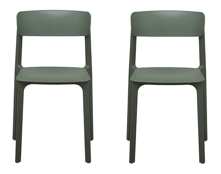 Euro Style Tibo Stackable Outdoor Side Chair in Green 80074-GRN (Set of 2)
