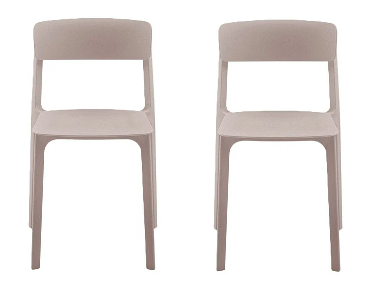 Euro Style Tibo Stackable Outdoor Side Chair in Taupe 80074-TPE (Set of 2)