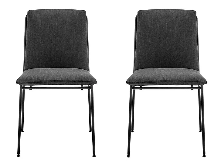 Euro Style Ludvig Side Chair in Anthracite Fabric with Black Steel Legs 80078ANTH (Set of 2)