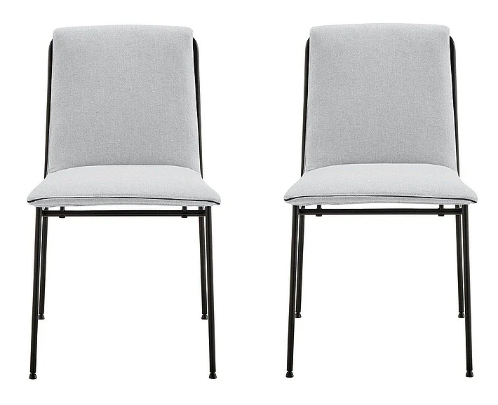 Euro Style Ludvig Side Chair in Light Gray Fabric with Black Steel Legs 80078LTGRY (Set of 2)