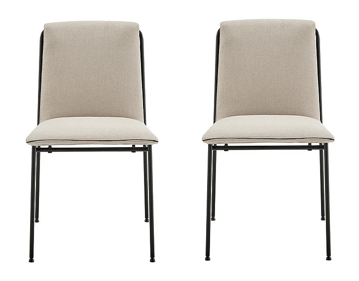 Euro Style Ludvig Side Chair in Tan Fabric with Black Steel Legs 80078TAN (Set of 2)