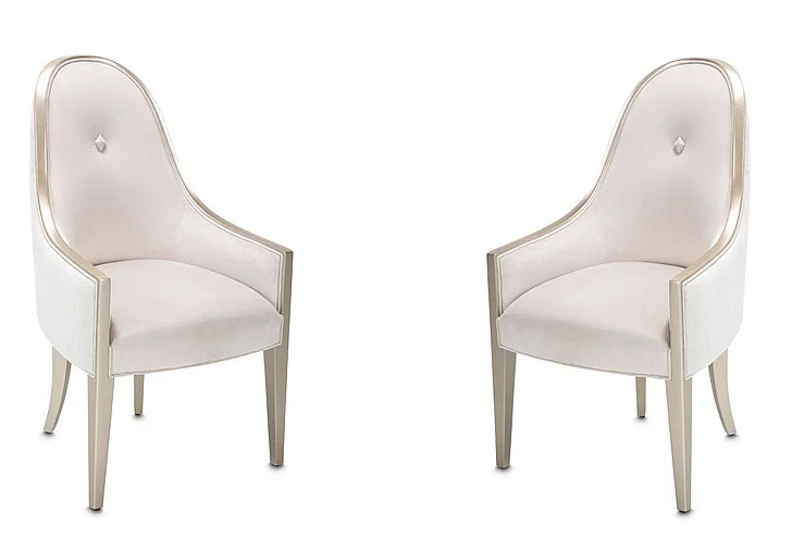 AICO Furniture London Place Arm Chair in Creamy Pearl (Set of 2) 9004004A-112