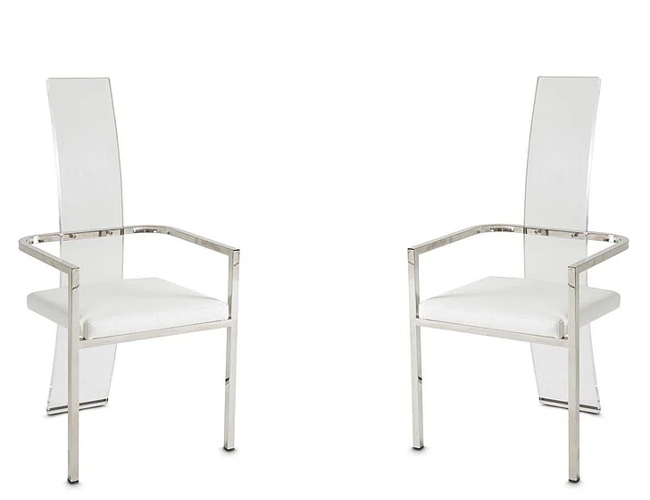 Aico State St Arm Chair in Glossy White (Set of 2) 9016004A-116