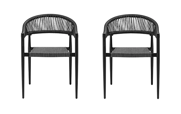 Euro Style Iselin Stackable Outdoor Armchair in Black 90614-BLK (Set of 2)