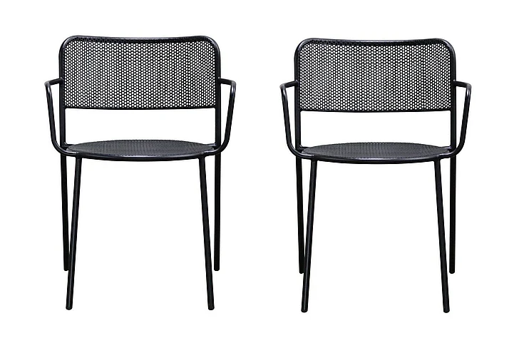 Euro Style Nansen Stackable Outdoor Armchair in Black 90772-BLK (Set of 2)