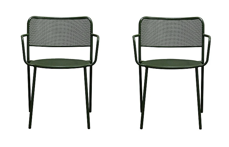 Euro Style Nansen Stackable Outdoor Armchair in Dark Green 90772-DKGRN (Set of 2)