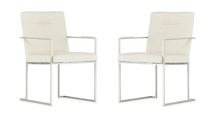 AICO Laguna Ridge Arm Chair (Set of 2) in Brushed Silver 9083004-814 CLOSEOUT
