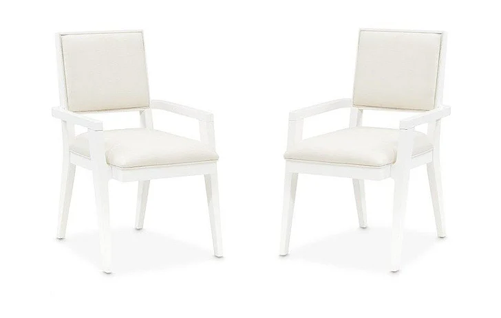 AICO Furniture Palm Gate Arm Chair (Set of 2) in Cloud White 9086004-108