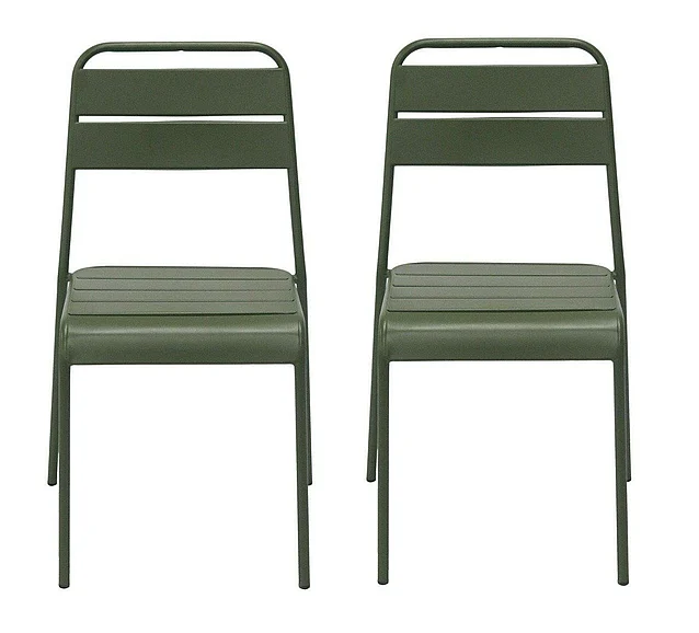Euro Style Rosco Stackable Outdoor Side Chair in Dark Green 90867-DKGRN (Set of 2)