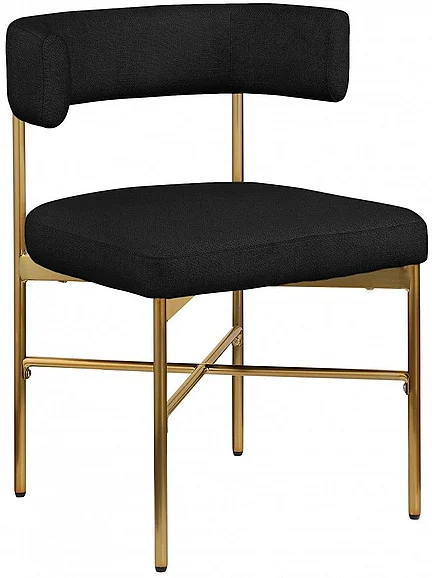 Meridian Rivage Linen Textured Fabric Dining Chair in Black Durable Linen Textured Fabric 926Black-C