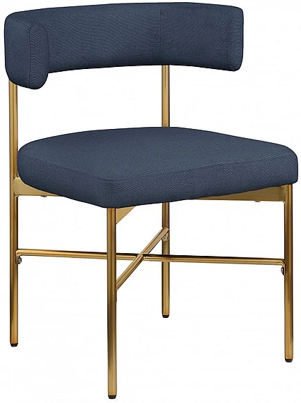 Meridian Rivage Linen Textured Fabric Dining Chair in Deep Navy Durable Linen Textured Fabric 926Navy-C