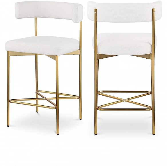 Meridian Rivage Linen Textured Fabric Bar / Counter Stools in Cream Durable Linen Textured Fabric 927Cream-C