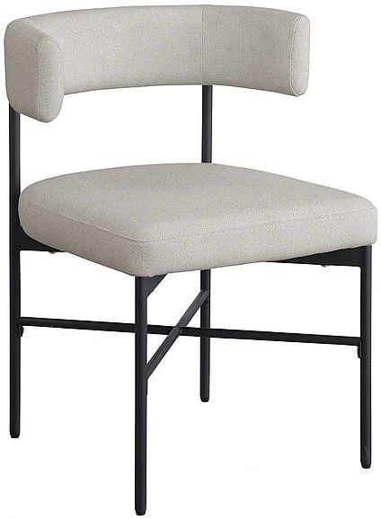 Meridian Rivage Linen Textured Fabric Dining Chair in Beige Durable Linen Textured Fabric 928Beige-C