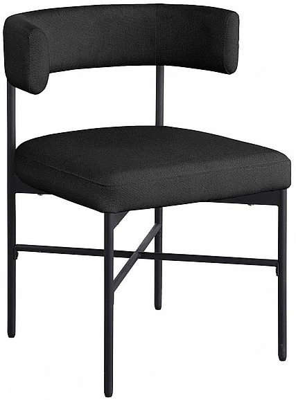 Meridian Rivage Linen Textured Fabric Dining Chair in Black Durable Linen Textured Fabric 928Black-C