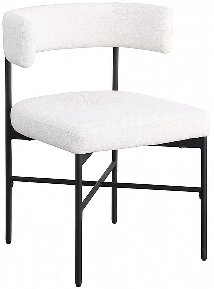 Meridian Rivage Linen Textured Fabric Dining Chair in Cream Durable Linen Textured Fabric 928Cream-C