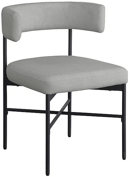 Meridian Rivage Linen Textured Fabric Dining Chair in Light Grey Durable Linen Textured Fabric 928Grey-C