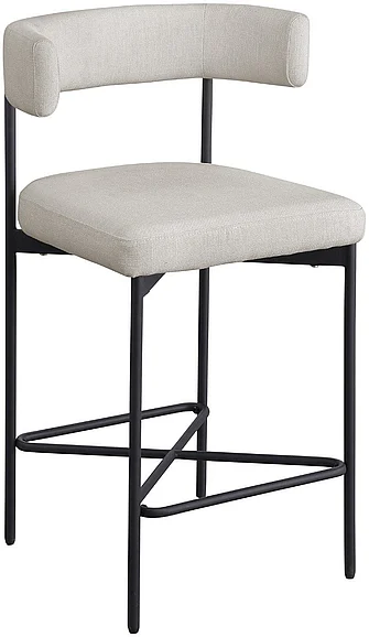 Meridian Rivage Linen Textured Fabric Bar / Counter Stools in Beige Durable Linen Textured Fabric 929Beige-C