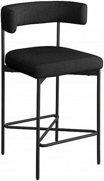 Meridian Rivage Linen Textured Fabric Bar / Counter Stools in Black Durable Linen Textured Fabric 929Black-C