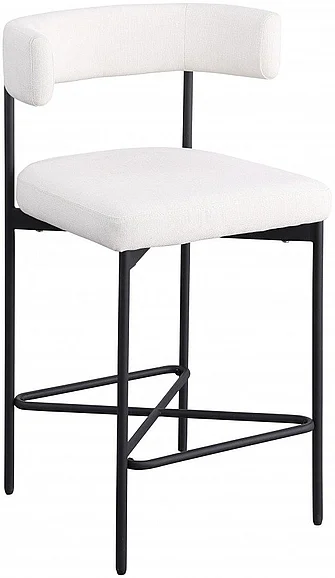 Meridian Rivage Linen Textured Fabric Bar / Counter Stools in Cream Durable Linen Textured Fabric 929Cream-C